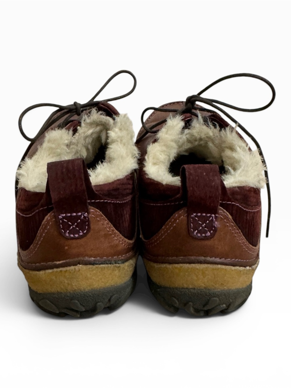 Merrell Orleans Leather Faux Fur Lined Shoes Womens 8.5 Brown Comfort Lace Up - Picture 4 of 8